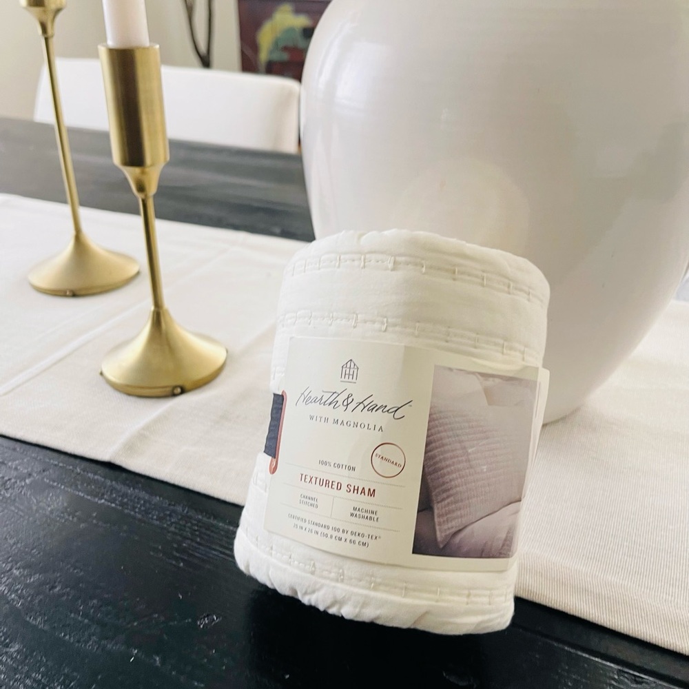 Hearth and hand sour cream tick stitch sham-standard
